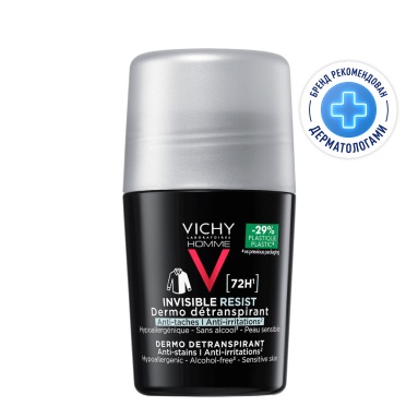 VICHY HOMME INVISIBLE Дезодорант-антиперспирант шариковый, 50 мл