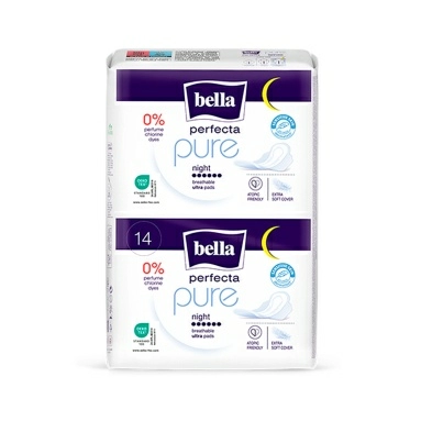 BELLA PERFECTA pure Ультратонкие женские гигиенические впитывающие прокладки night (БЕЛЛА ПЕРФЕКТА пьюр найт) 14 шт
