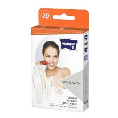 Набор пластырей MATOPAT TRANSPARENT размером 25мм х 76мм, 9мм х 38мм, 19мм х 76мм, 15мм х 58мм, d22мм