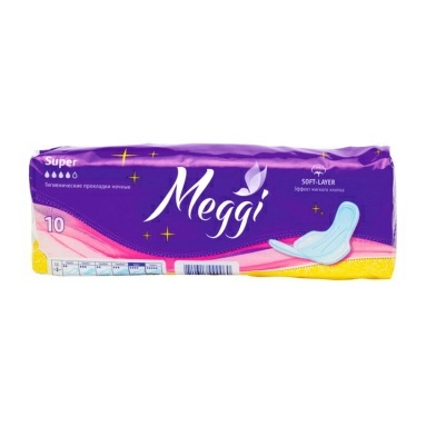 Гигиенические прокладки MEGGI супер ночные 10шт (Арт.MEG 301)