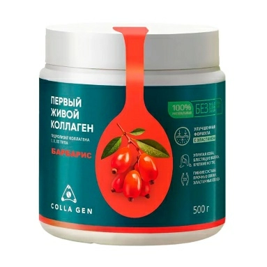 ПЕРВЫЙ ЖИВОЙ КОЛЛАГЕН Гидролизат коллагена пищевой со вкусом барбариса (стерилизованный продукт), 500 гр