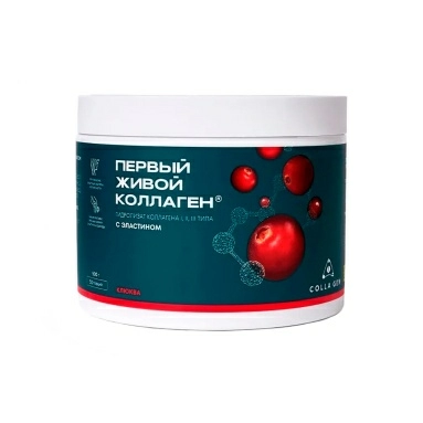 ПЕРВЫЙ ЖИВОЙ КОЛЛАГЕН Гидролизат коллагена пищевой со вкусом клюквы (стерилизованный продукт), 500 гр