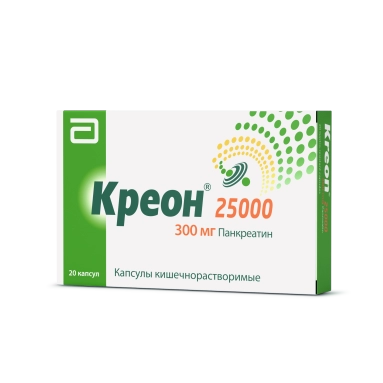 Креон 25000 капсулы кишечнорастворимые 300мг №10х2