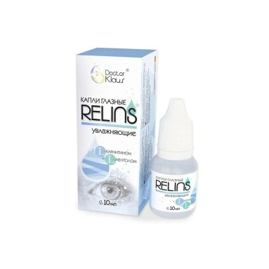 Капли глазные RELINS® увлажняющие с L-карнитином и L-ментолом, объем 10 мл