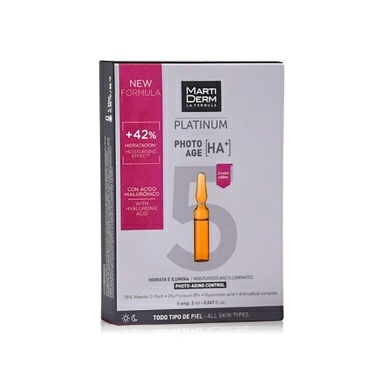 MartiDerm Сыворотка-уход с гиалуроновой кислотой «Коррекция фотостарения» PLATINUM 5 амп.(ампл. 2 мл)
