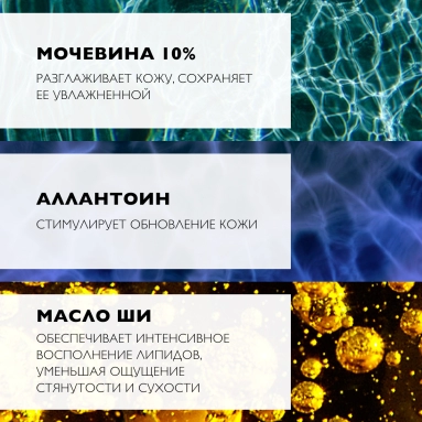 LA ROCHE-POSAY LIPIKAR LAIT UREA 10% Увлажняющее молочко для тела тройного действия, 400 мл