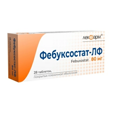 Фебуксостат-ЛФ табл.,п/пл.об., 80мг в конт.яч.уп. №7х4