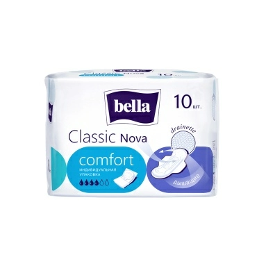 Bella Classic Nova comfort (drainette) Прокладки женские гигиенические впитывающие 10 шт (индивид. упак.)