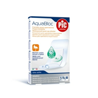 Пластырь Aquabloc стерильный послеоперац. водонепрониц. с антибактери. подушечкой, cм: 15 х 10 № 5