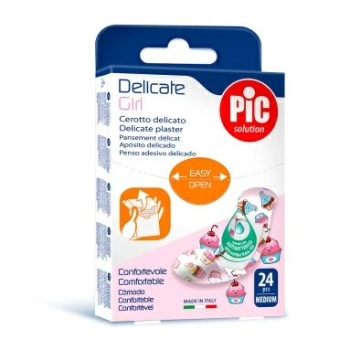Пластырь Delicate с антибактериальной подушечкой для чувствительной кожи, GIRL для детей мм: 19x72, № 24