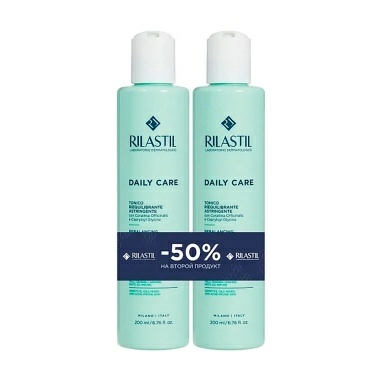 Набор Rilastil DAILY CARE Вяжущ.восст. тоник д/лица д/жирной, комб. и скл.к акне кожи 1+1, 200мл 2шт