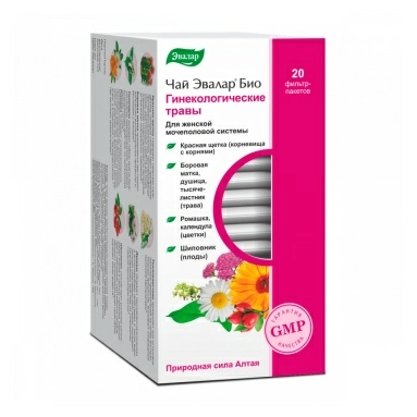Чай Эвалар Био Гинекологические травы, БАД сырье растительное в фильтр-пакетах по 1,5 г №20