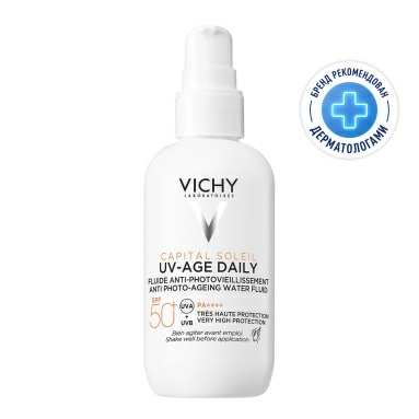 VICHY CAPITAL SOLEIL UV-AGE DAILY Невесомый солнцезащитный флюид для лица против признаков фотостарения SPF 50+ 80 мл