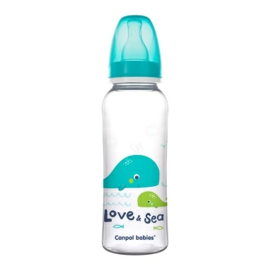 Canpol babies Бутылочка для кормления пластиковая ("Love&Sea" 12+/силик. соска), 250 мл, 59/400