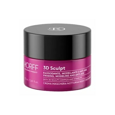 KORFF Укрепляющий, моделирующий и антивозрастной ночной крем-маска для лица и шеи 3D Sculpt, 50 мл