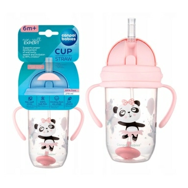 Canpol babies Поильник (непроливающий, с трубочкой и утяжелителем "Exotic Animals" 6+, 270 мл) арт.56/606_pin