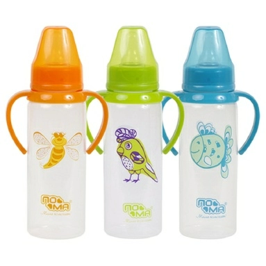 ПОМА Бутылочка с молочной силиконовой соской с ручками (быстрый поток) 6+, арт. 5110, 250 мл, 1 шт
