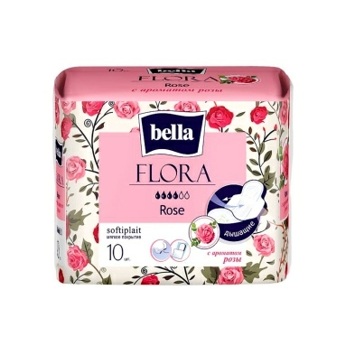 Bella FLORA Rose Прокладки женские гигиенические впитывающие с ароматом розы 10 шт