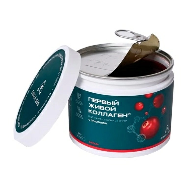 ПЕРВЫЙ ЖИВОЙ КОЛЛАГЕН Гидролизат коллагена пищевой со вкусом клюквы (стерилизованный продукт), 500 гр