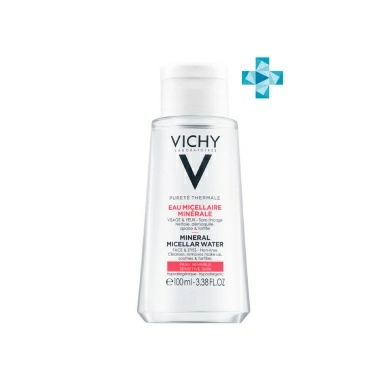 VICHY PURETE THERMALE Мицеллярная вода универсальная 3 в 1 для чувствительной кожи лица и вокруг глаз, 100 мл
