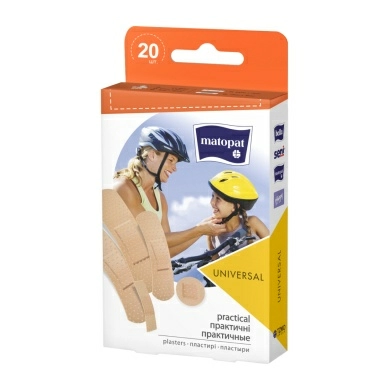 Набор пластырей MATOPAT UNIVERSAL размером 25мм х 76мм, 9мм х 38мм, 19мм х 76мм, 15мм х 58мм, D22мм