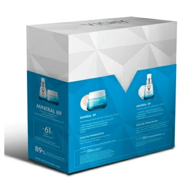Набор VICHY MINERAL 89 Крем интенсивно увлажняющий для всех типов кожи 72 ч 50 мл+Гель-сыворотка ежедневный для кожи,подверженной агрессивным внешним воздействиям 30 мл