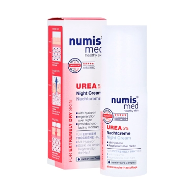 Numis med Крем ночной увлажняющий для лица с 5% мочевиной и гиалуроновой кислотой для очень сухой кожи, 50 мл