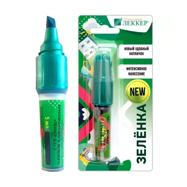 Бриллиантовый зеленый спиртовой раствор "Леккер-Бз"-2 (тип 2) устройство полимерное с твердым пористым стержнем для хранения и нанесения 5 мл
