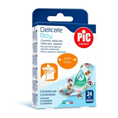 Пластырь Delicate с антибактериальной подушечкой для чувствительной кожи, BOY для детей мм: 19x72, № 24