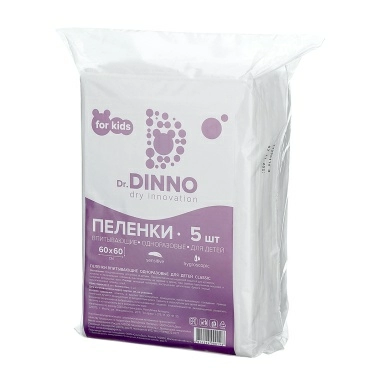 Dr.Dinno Пелёнки впитывающие одноразовые для детей 60х60, 5 шт