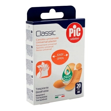 Пластырь Classic универс. с антибакт подуш, набор, размеры мм:19x72; 25х72; 16х57; диам. 22,5; № 20