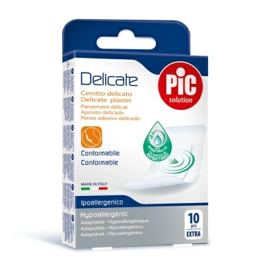 Лейкопластырь медицинский: пластырь Delicate с антибактериальной подушечкой для чувствительной кожи, размеры, мм: 40 х 86 № 10