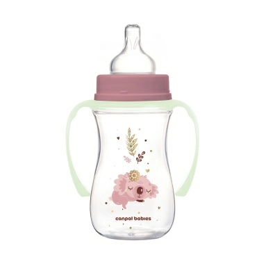 Canpol babies Бутылочка для кормлен. пластик.(3м+/силик.соска, светящ.ручки) 240 мл, арт. 35/237_blu