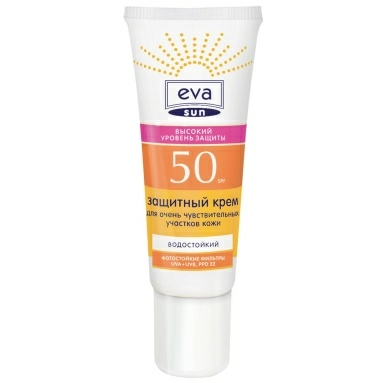 EVA SUN Защитный крем для очень чувствительных участков кожи, высокий уровень защиты SPF 50, 25 мл