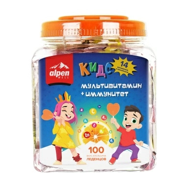 Alpen Well Леденцы Мультивитамин + Иммунитет, БАД на палочках №100
