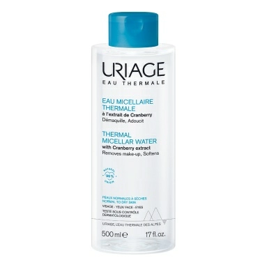 Uriage Очищающая мицеллярная вода на основе термальной воды для нормальной и сухой кожи лица и контура глаз, 500 мл