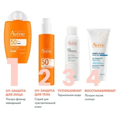 AVENE Ультралегкий солнцезащитный невидимый флюид для лица SPF 50 50 мл