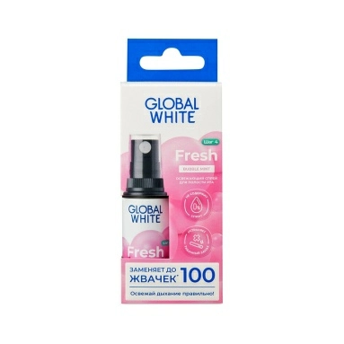 GLOBAL WHITE Bubble Mint Освежающий спрей для полости рта 15 мл