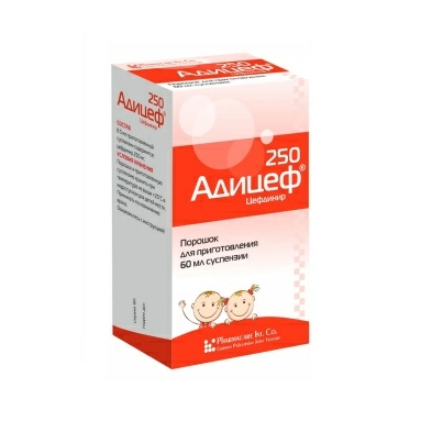 Адицеф порошок для приготовления 60мл суспензии для приема внутрь 250мг/5мл во флаконе №1