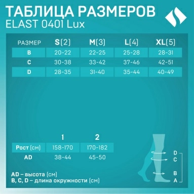 Гольфы компрессионные ELAST 0401 LUX с мыском I кк (18-21 mmHg) Черный размер 3 Рост 2