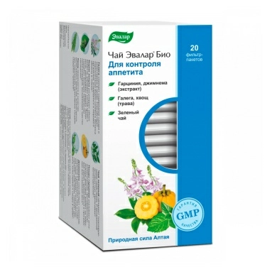 Чай Эвалар Био Для контроля аппетита, БАД сырье растительное в фильтр-пакетах по 1,5 г №20