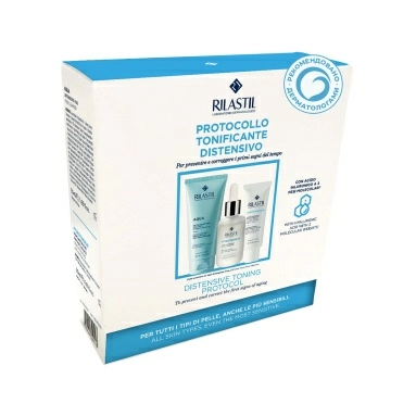 Rilastil Набор: AQUA Очищающий увлажняющий гель для лица 50 мл, Hydrotenseur Реструктурирующая сыворотка против морщин 30 мл, Hydrotenseur Реструктурирующий легкий крем против морщин 15 мл