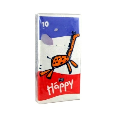 Bella Baby Happy Платочки бумажные гигиенические носовые трехслойные 10шт. (звери)