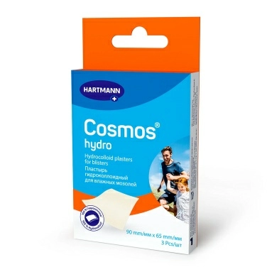 Пластырь Cosmos® Hydro гидроколлоидный для влажных мозолей 90ммх65мм 3шт в уп.