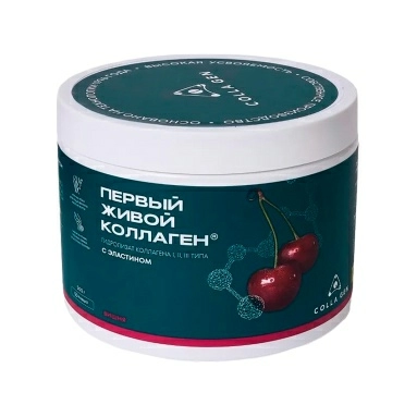 ПЕРВЫЙ ЖИВОЙ КОЛЛАГЕН Гидролизат коллагена пищевой со вкусом вишни (стерилизованный продукт), 500 гр