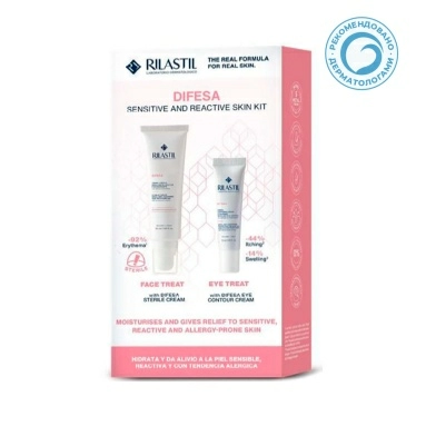 Rilastil Difesa Набор: Смягчающий, успокаивающий крем для век и контура глаз 15 мл+Увлажняющий защитный крем для чувствительной и склонной к аллергии кожи, 50 мл