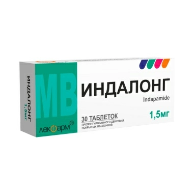 Индалонг табл.с пролнг.высв.п/пл.о 1,5мг в конт.яч.уп №10х3