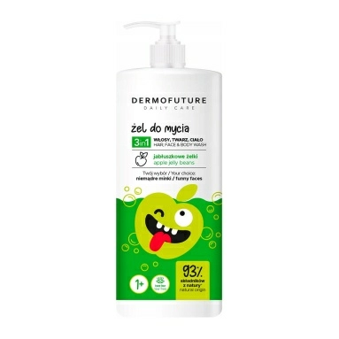 DermoFuture Детский увлажняющий гель для душа 3 в 1: для волос, лица и тела с ароматом яблока 500 мл