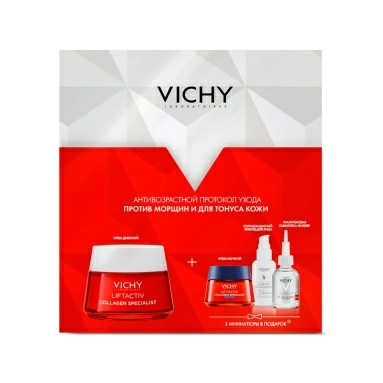 Набор VICHY LIFTACTIV Крем Коллаген Спец. с усил. форм COLLAGEN SPECIALIST 50 мл+ Крем д/лица COLLAGEN SPECIALIST Ночной 15 мл+Сыворотка-филлер д/лица гиалурон. прол. действ.10 мл+ CAPITAL SOLEIL UV-AGE DAILY Солн.флюид д/лица SPF 50+ 3 мл
