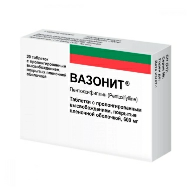 Вазонит таблетки пролонгированного действия п/о 600мг №10х2